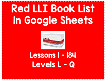 Preview of Red LLI Kit - Book List in Google Sheets