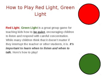 Red Light Green Light Quiet Game By Special Education Teacher Tpt