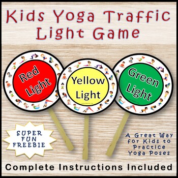 Preview of Kids Yoga Red Light, Yellow Light, Green Light Game