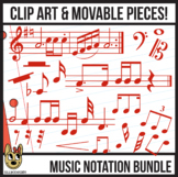 Red Music Notation: Movable Digital Pieces & Clip Art BUNDLE