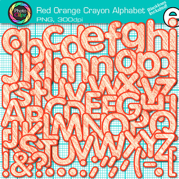 Preview of Red-Orange Alphabet Letter Clipart Images: Crayon Effect Clip Art, Transparent