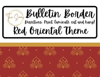 Preview of Red Oriental Themed Bulletin Border / Printable Bulletin Board / PDF