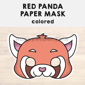 Red Panda Paper Mask Printable Asian Animal Jungle Craft Activity Costume