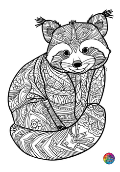 Red Panda Zentangle Coloring Page, Endangered Animals, Mindfulness, Relax