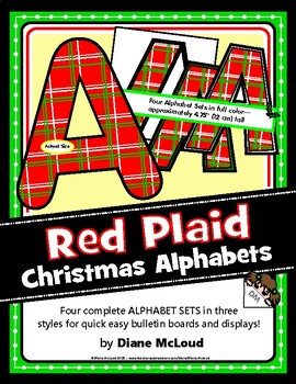 Preview of Red Plaid Christmas ALPHABETS - Four sets for bulletin boards and displays
