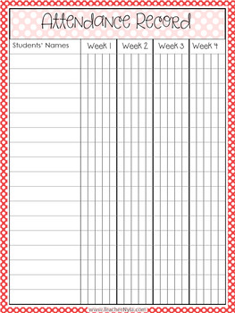 Red Polka Dot Editable Class List Templates by Nyla's Crafty Teaching