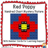 Red Poppy Hundred Chart Mystery Picture for Memorial Day, 