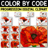 Red Poppy by Georgia O'Keeffe Color by Code Progression Di