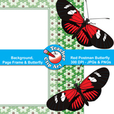 Red Postman Butterfly Clip Art — Backgrounds, Page Frames 
