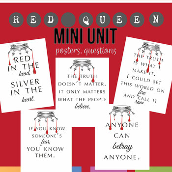 Preview of Red Queen Posters and Discussion Cards Freebie