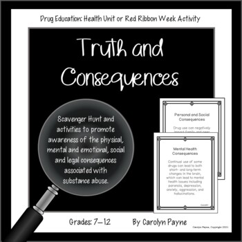 Preview of Red Ribbon Truth and Consequences Scavenger Hunt and Activities  Print/Digital
