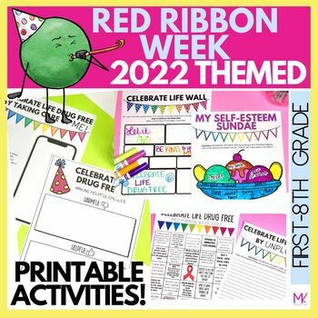 Preview of Red Ribbon Week 2022 Printable Activities DRUG FREE