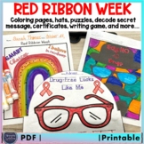 Red Ribbon Week  Activities | Puzzles, coloring pages, hat