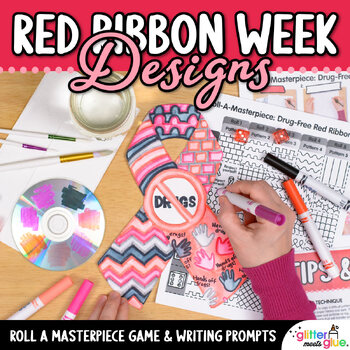 Preview of Red Ribbon Week Activities: Drug-Free Art Project, Template, and Writing Prompts