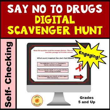 Preview of Red Ribbon Week Activity Digital Scavenger Hunt Say No To Drugs
