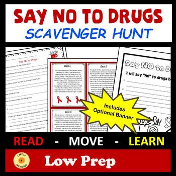 Preview of Red Ribbon Week Activity Say No To Drugs Scavenger Hunt with Easel Option
