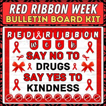 Preview of Red Ribbon Week Bulletin Board Kit | Letters Bulletin Board or Door Kit Decor