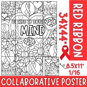 Preview of Red Ribbon Week  Bulletin board | Be Kind To Your Mind Collaborative Poster Art