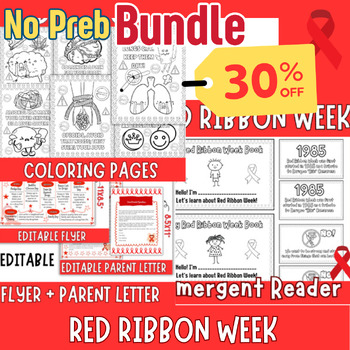 Preview of Red Ribbon Week Bundle-PowerPoint, Printables, Letter, Flyer, Coloring & More