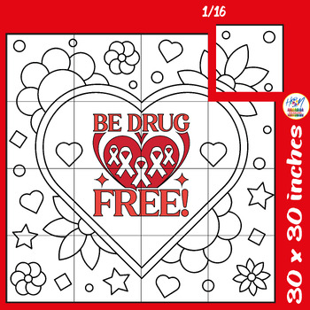Preview of Red Ribbon Week Collaborative Poster Art, Be Drug Free Bulletin board Craft