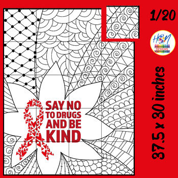 Preview of Red Ribbon Week Collaborative Poster Mental Health 'Say No to Drugs and Be Kind'