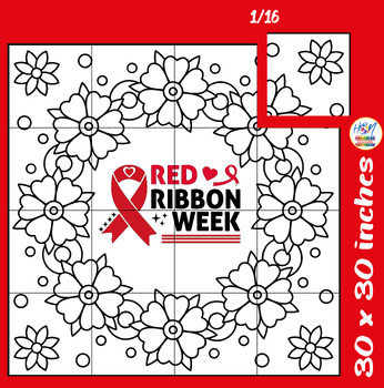 Preview of Red Ribbon Week Collaborative Poster Art, Drug Free Bulletin board Craft