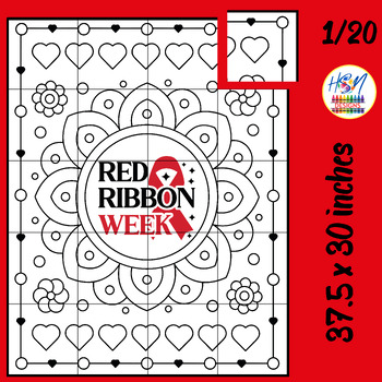 Preview of Red Ribbon Week Collaborative Poster coloring, Drug-free Bulletin board Craft