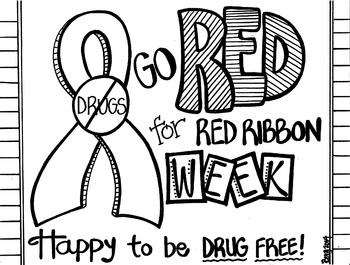 Preview of Red Ribbon Week Coloring Sheet