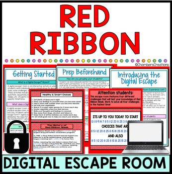Preview of Red Ribbon Week Digital Escape Room October Breakout Game Counseling Guidance
