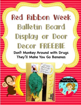 Red Ribbon Week Drug Free LLama Bulletin Board, Door Decor, or Poster