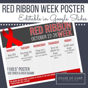 Preview of Red Ribbon Week Flyer using Google Slides