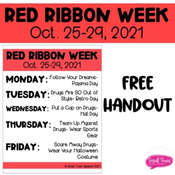 Preview of Red Ribbon Week Flyers 2021- FREE- NO PREP- Color & BW Option