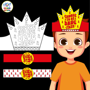 Preview of Red Ribbon Week Hat Craft |  Choose to Be Drug Free Crown, Headband & Wristband