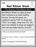 Red Ribbon Week Reading Comprehension Passages and Questio
