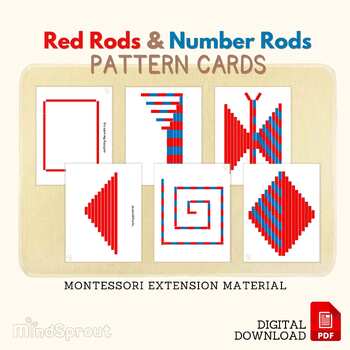 Preview of Red Rods and Number Rods Pattern Cards Montessori Sensorial Material Extension