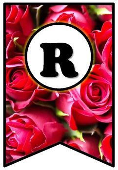 Preview of Red Roses, Pennant Banner Bulletin Board Letters, Spring Flowers Valentine’s Day