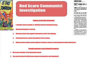 Preview of Red Scare/McCarthyism HUAC Communist Investigation Activity