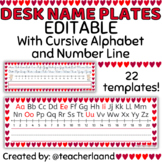 Red Valentine Hearts Theme Student Desk Name Plates / Tags