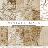 Vintage Map Digital Paper, scrapbook backgrounds