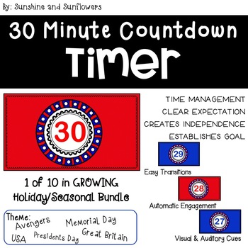 Preview of Red, White, & Blue Countdown Timer