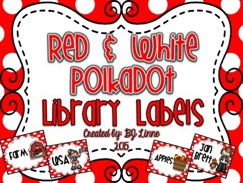 Preview of Red & White Polkadot Classroom Library Labels