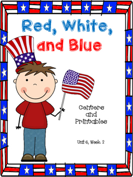 Preview of Red, White, and Blue, Centers and Printables, 2nd Grade/Distance Learning