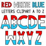 Red White and Blue Letters 4th of July Patriotic Summer Clipart