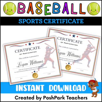 Preview of Patriotic Baseball Certificate Template, Red, White and Blue