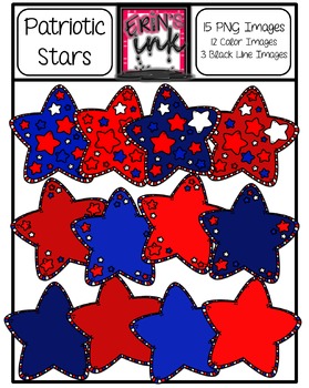 Preview of Red, White and Blue Patriotic Stars Clip Art