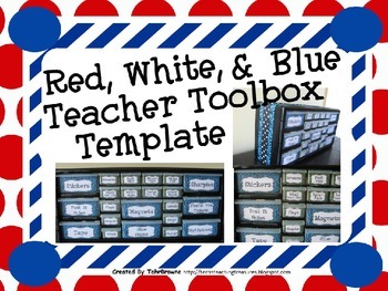 Preview of Red, White, and Blue Teacher Toolbox Template - Editable