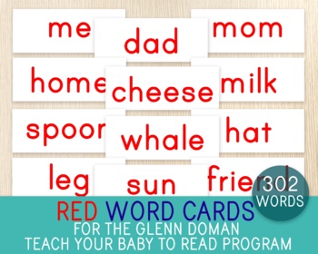 Preview of Red Word Cards, Glenn Doman Program, Learn to Read, Special Needs, Baby