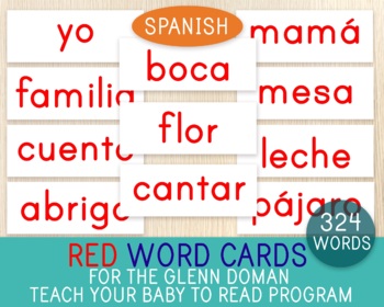 Preview of Red Word Cards In SPANISH, Glenn Doman Program, Learn to Read, Special Needs