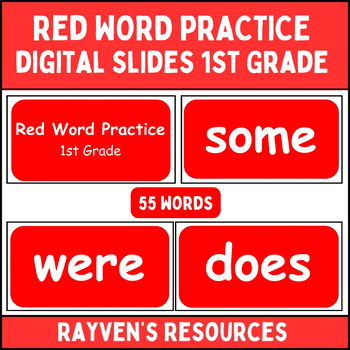 Preview of Red Word Practice 1st Grade Digital Slides Presentation Sight Words Heart Words