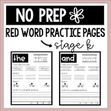 Red Word Practice Pages - Stage K (Orton Gillingham Aligned)
